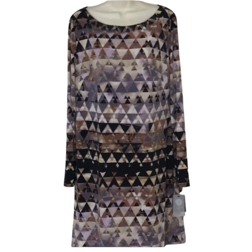 Vince Camuto size 16 multi colored long sleeve midi dress purples & black